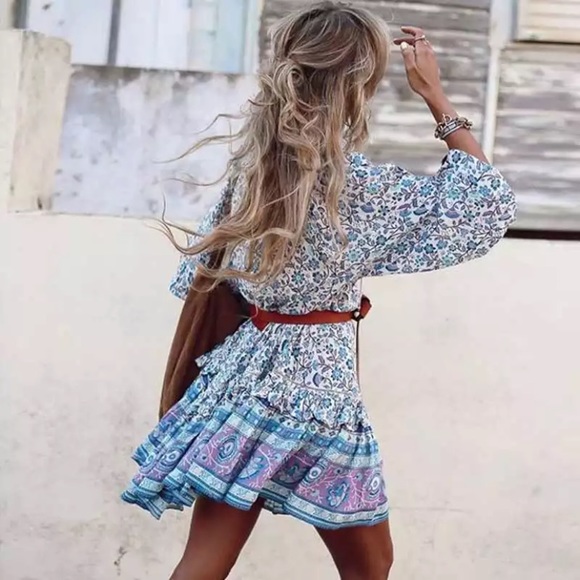 Dresses & Skirts - SOLD OUT Purple & Teal Gypsy Boho Festival Floral Dress